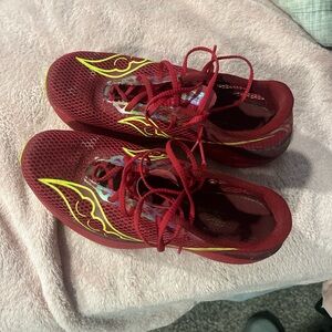Red and Yellow Athletic Shoes